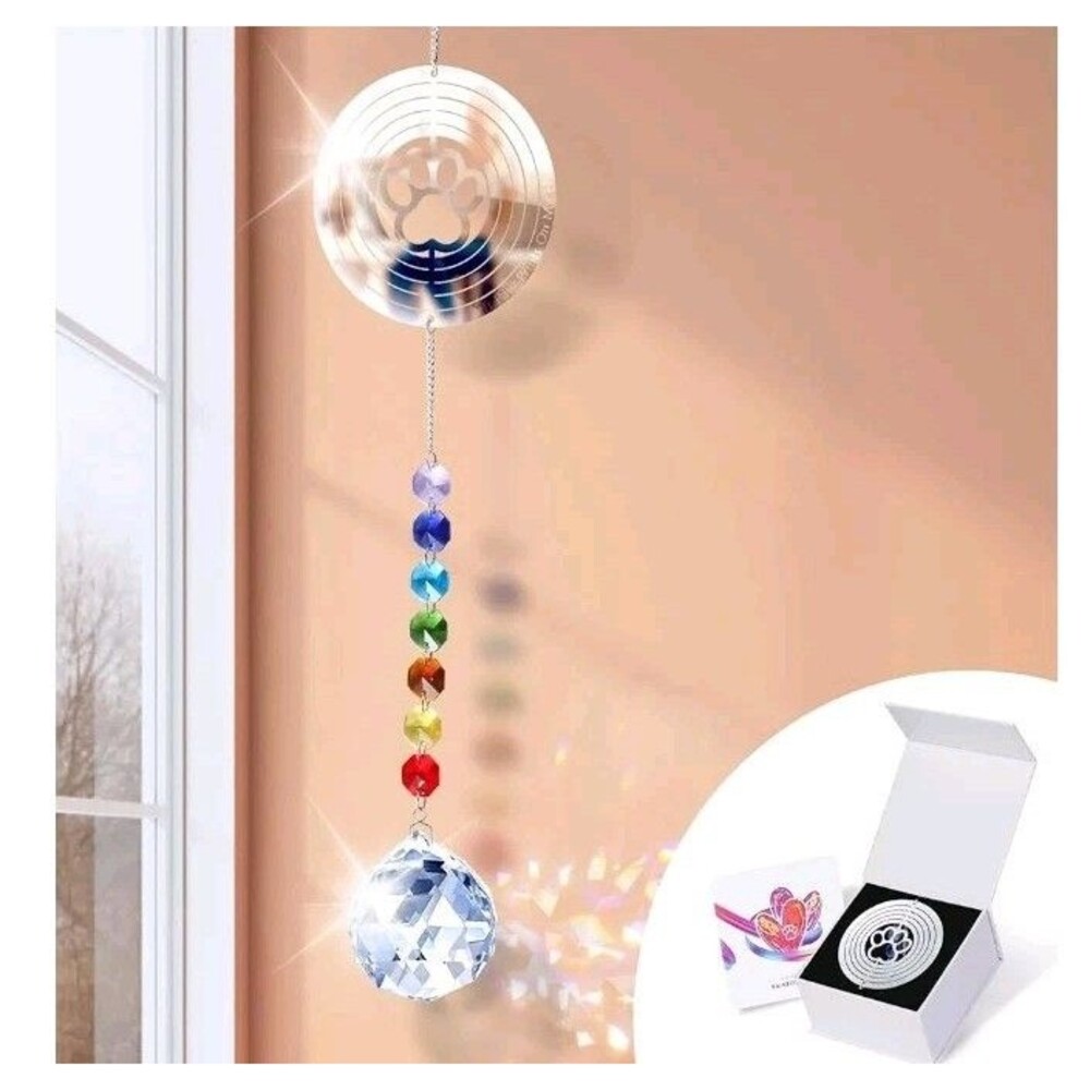 Pet Memorial Gifts, Dog Sympathy Suncatcher, Paw Print Remembrance Prism for ...